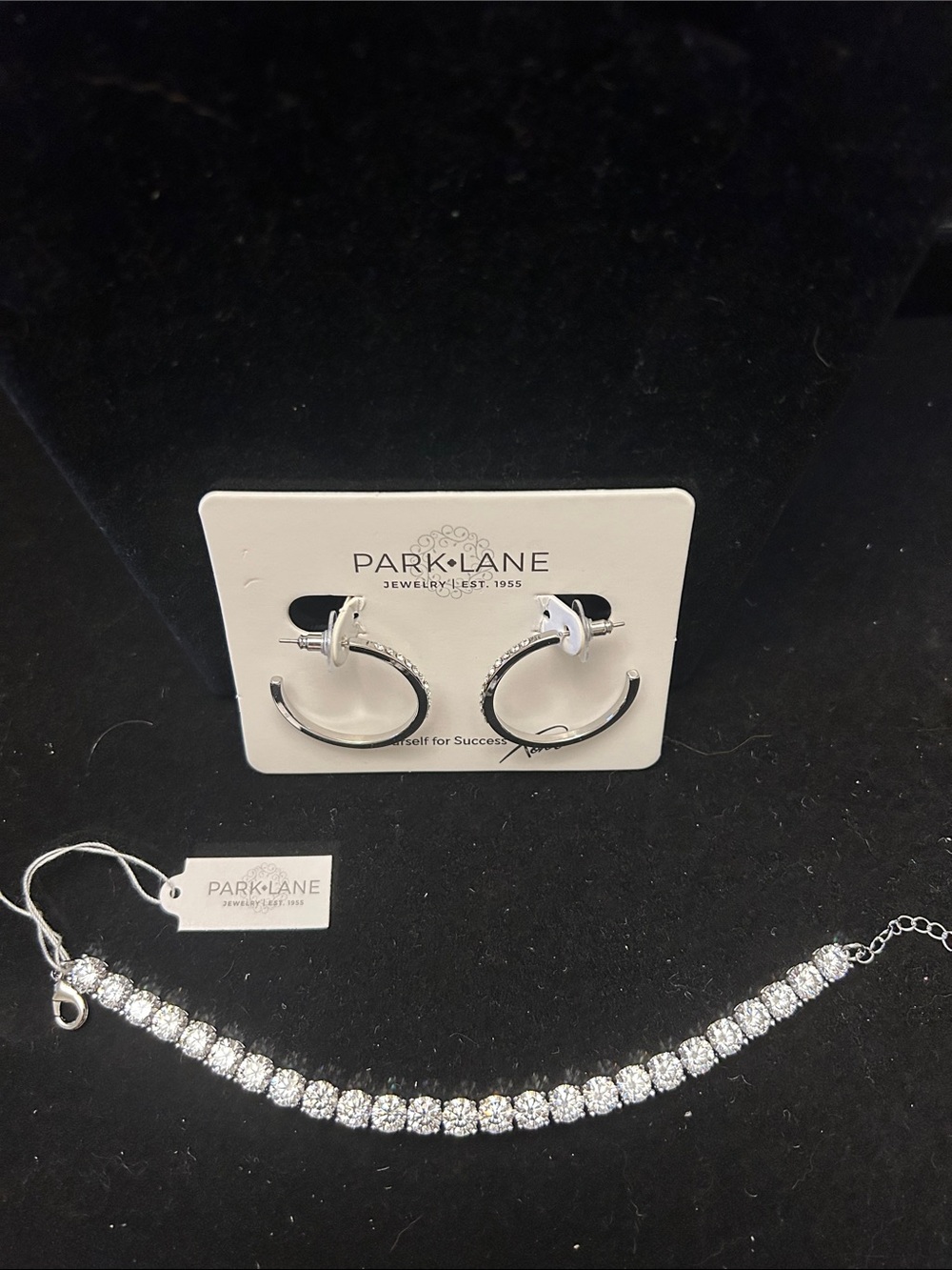 Park Lane Silver Hoop Earrings and Silver Tennis Bracelet Set